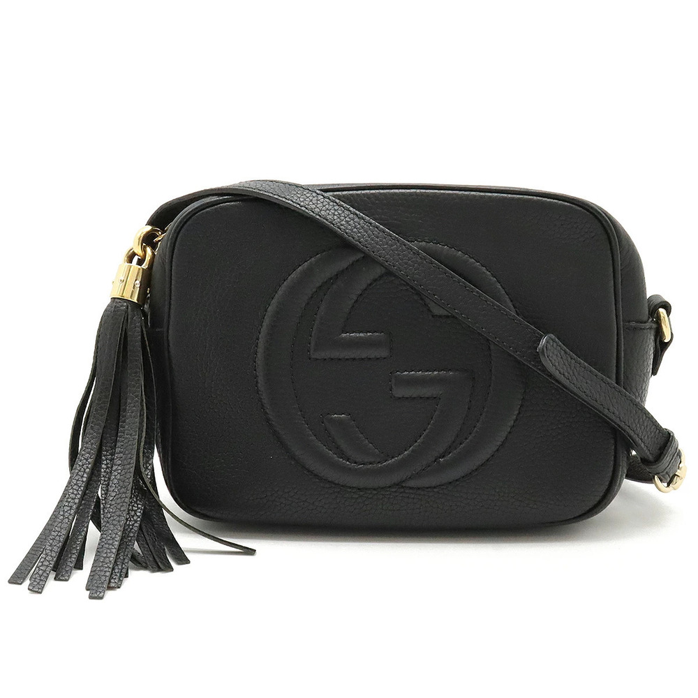 Gucci Soho Disco Fringe Tassel Crossbody Bag Leather Black